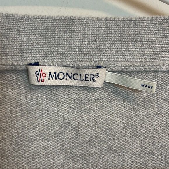 Moncler Maglia tricot 100% cashmere gray and pink cardigan size small - Picture 2 of 13